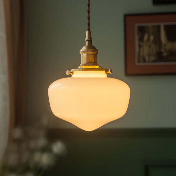 Lampe suspendue en verre de lanterne en laiton rétro