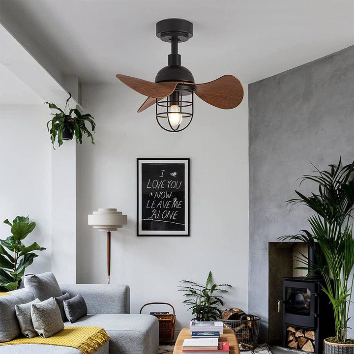 Ventilateurs de Plafond Contemporains Mignons en Noyer Foncé avec Éclairage