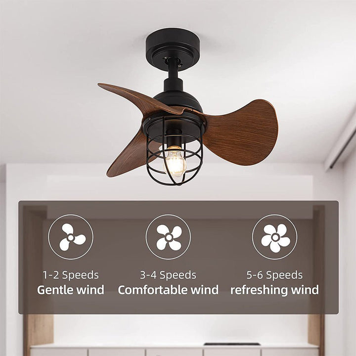 Ventilateurs de Plafond Contemporains Mignons en Noyer Foncé avec Éclairage
