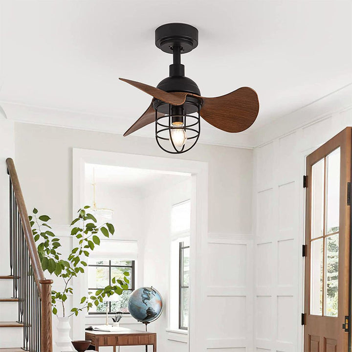 Ventilateurs de Plafond Contemporains Mignons en Noyer Foncé avec Éclairage