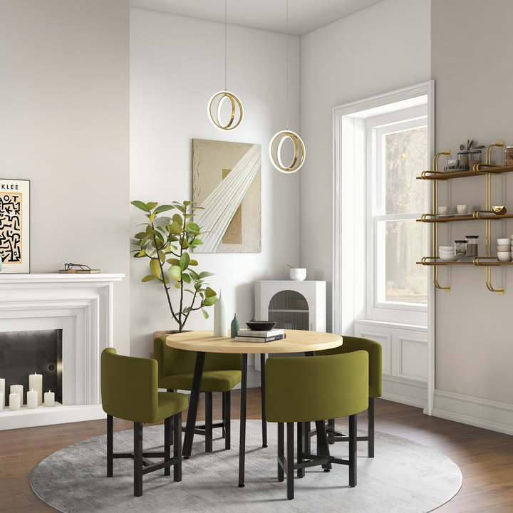 Lampe Suspendue Géométrique Dorée 2-Rings LED en Laiton