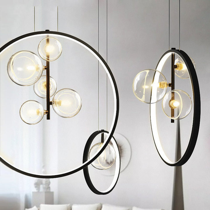 Luminaires suspendus en verre Nordic Bubble avec anneau