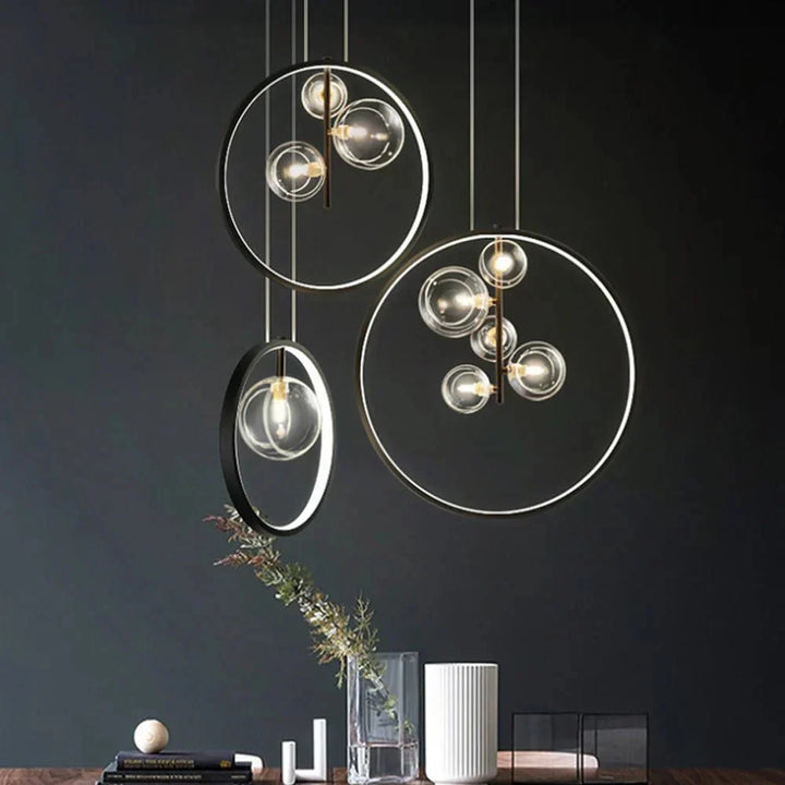 Luminaires suspendus en verre Nordic Bubble avec anneau