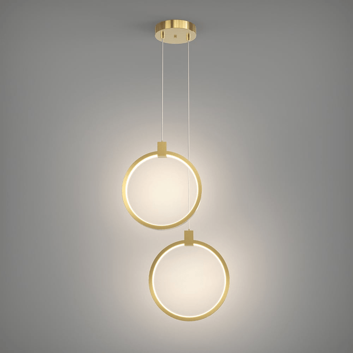 Suspension Circulaire 2-Luminaires en Laiton Doré Charmant