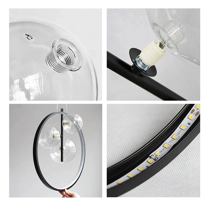Luminaires suspendus en verre Nordic Bubble avec anneau