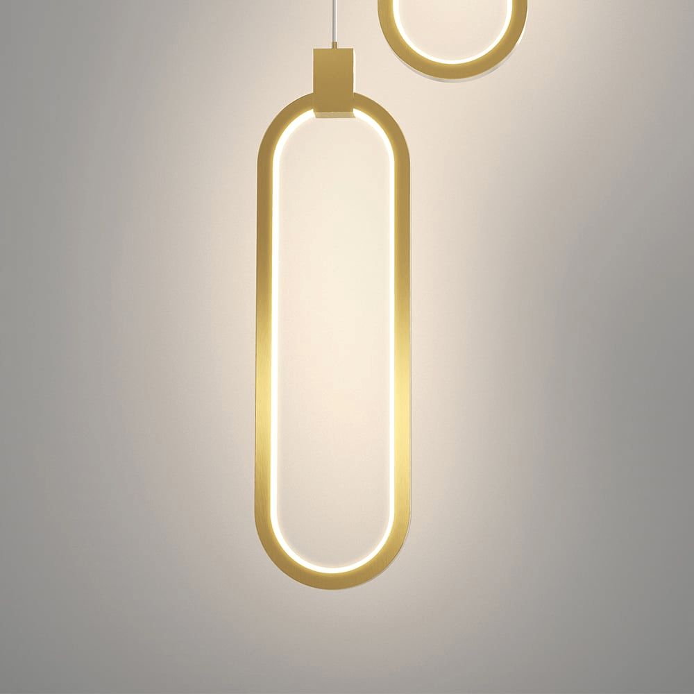 Suspension Circulaire 2-Luminaires en Laiton Doré Charmant