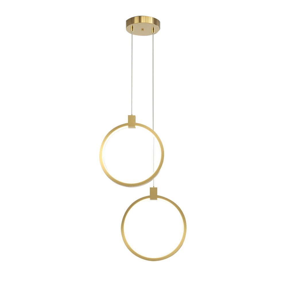 Suspension Circulaire 2-Luminaires en Laiton Doré Charmant