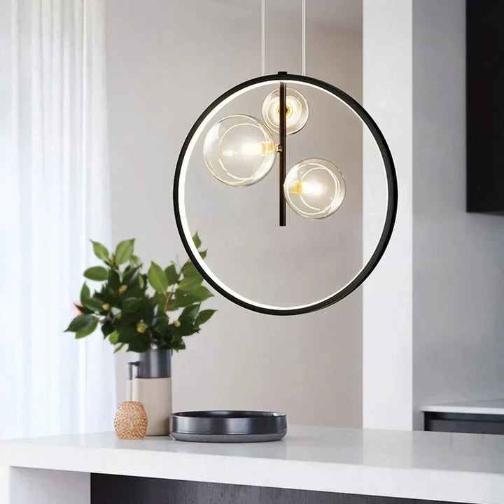 Luminaires suspendus en verre Nordic Bubble avec anneau