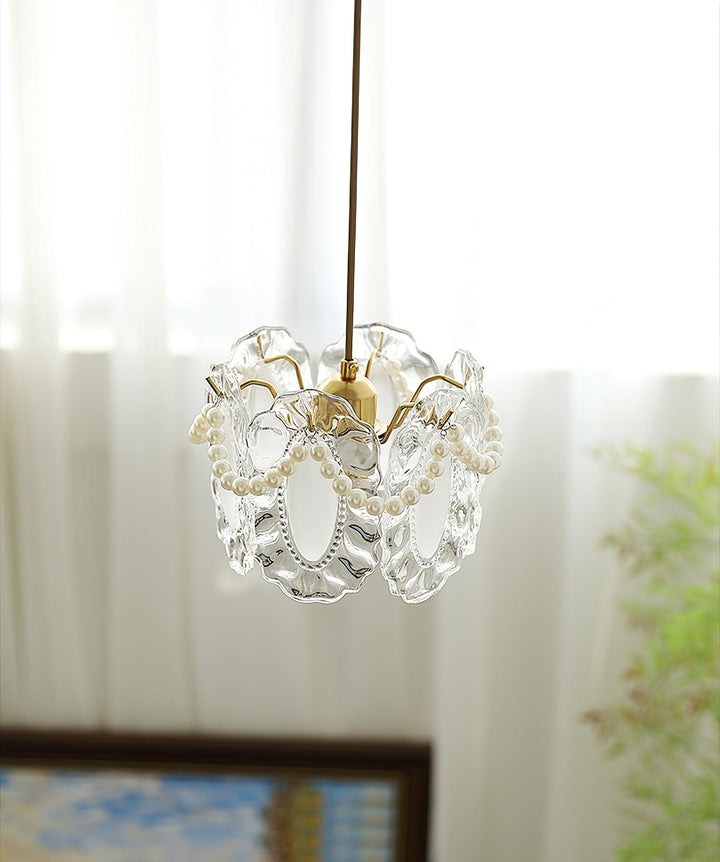 Lampe Suspendue en Verre Floral