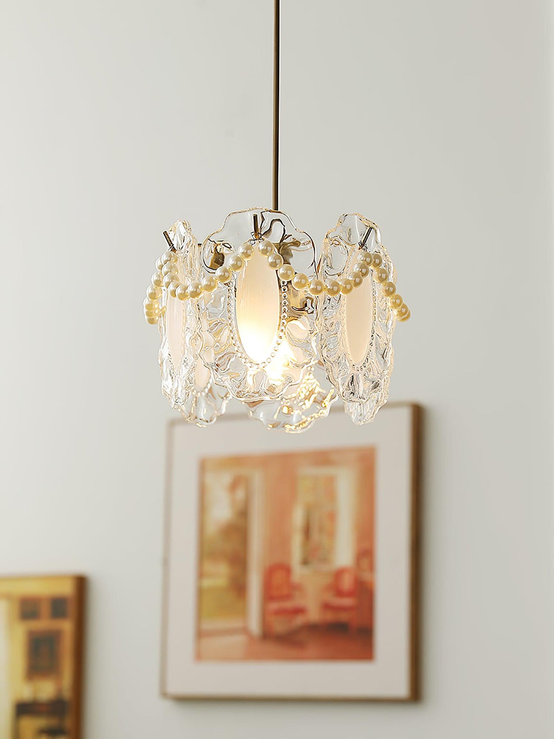Lampe Suspendue en Verre Floral