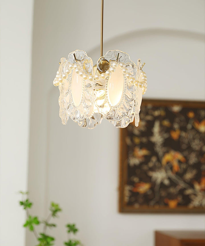 Lampe Suspendue en Verre Floral