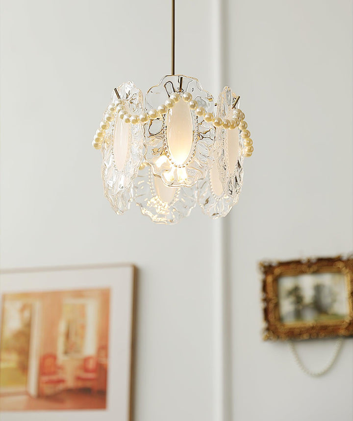 Lampe Suspendue en Verre Floral
