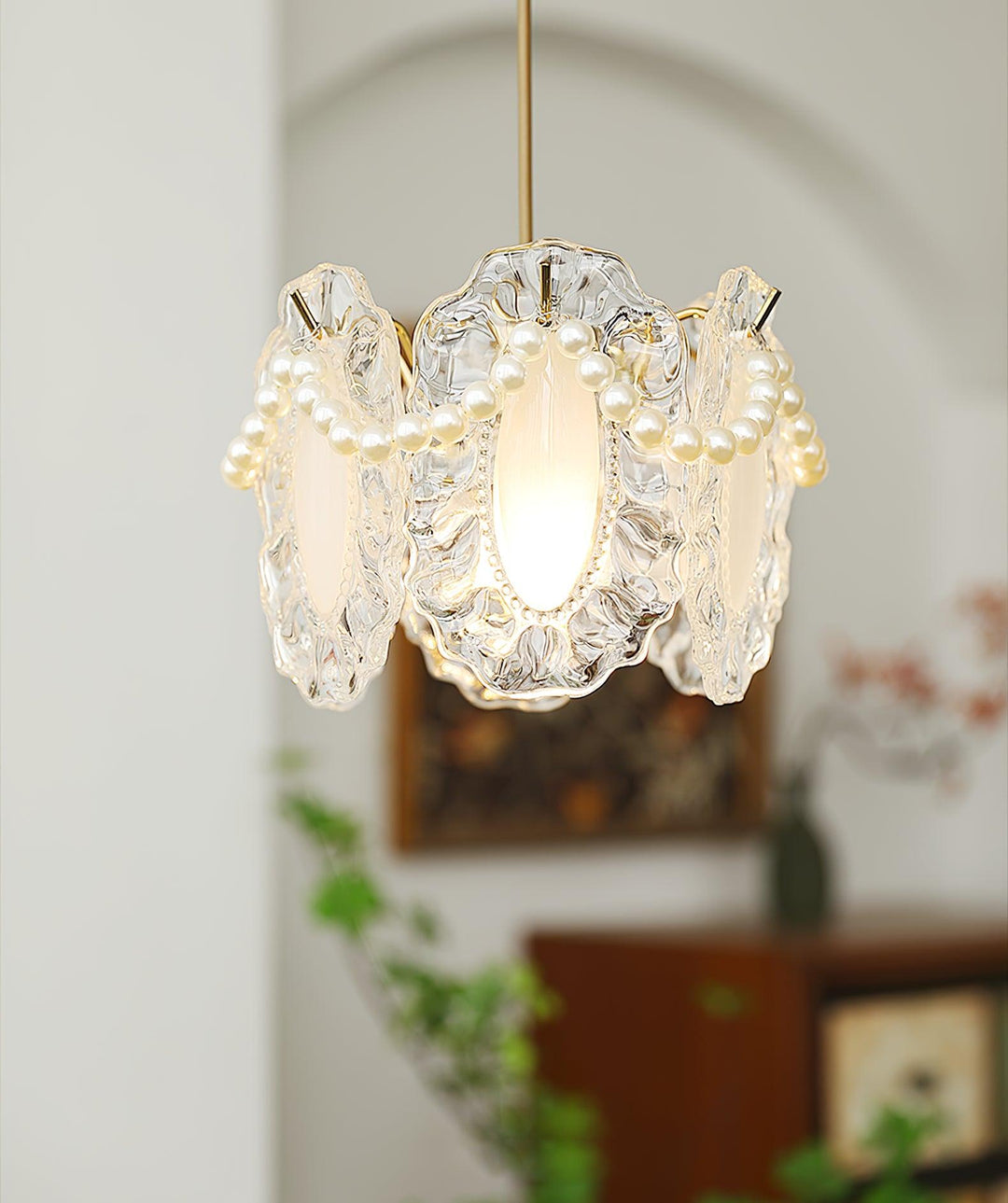 Lampe Suspendue en Verre Floral