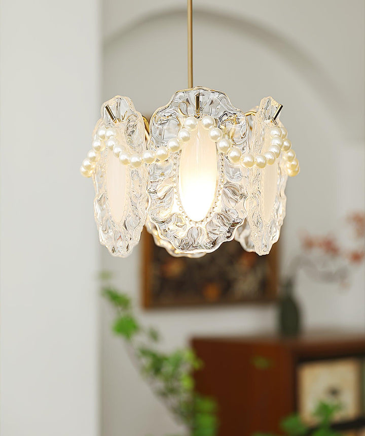 Lampe Suspendue en Verre Floral