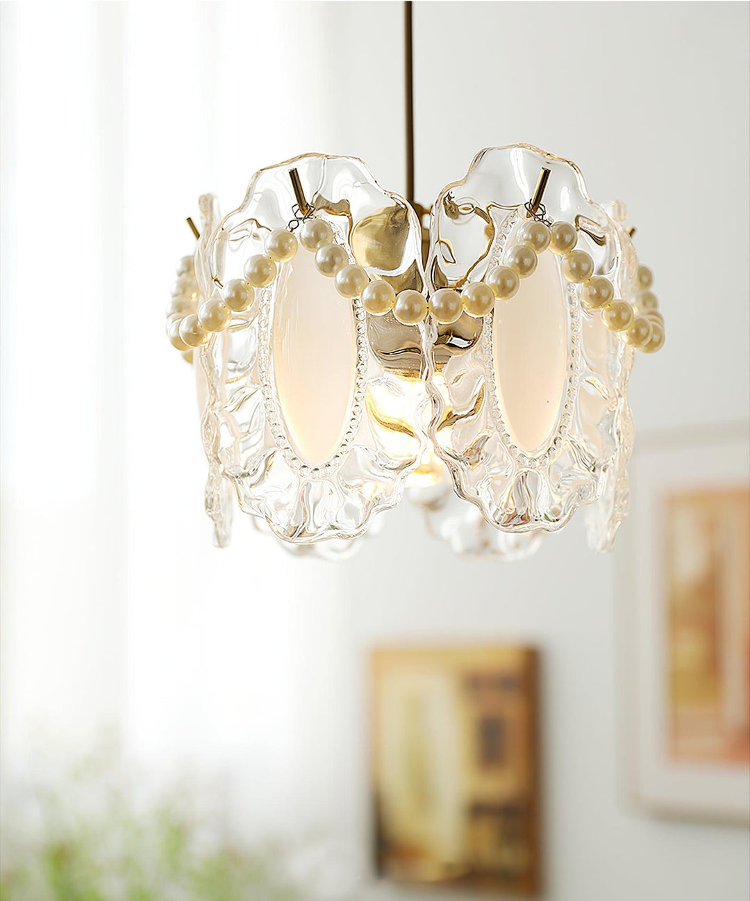 Lampe Suspendue en Verre Floral