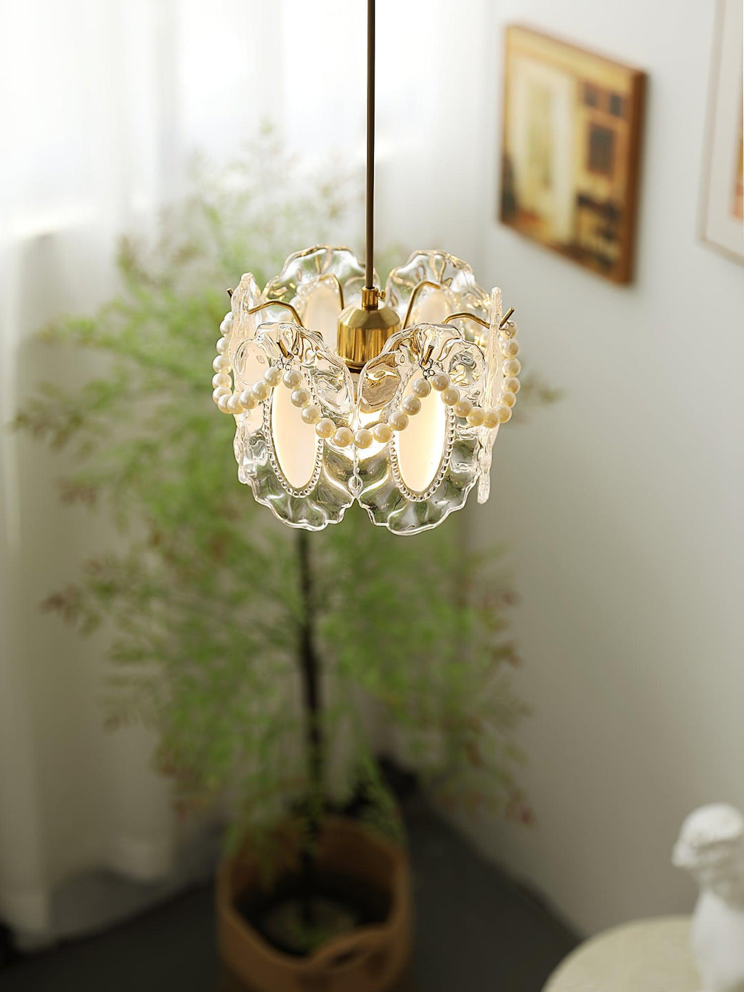 Lampe Suspendue en Verre Floral