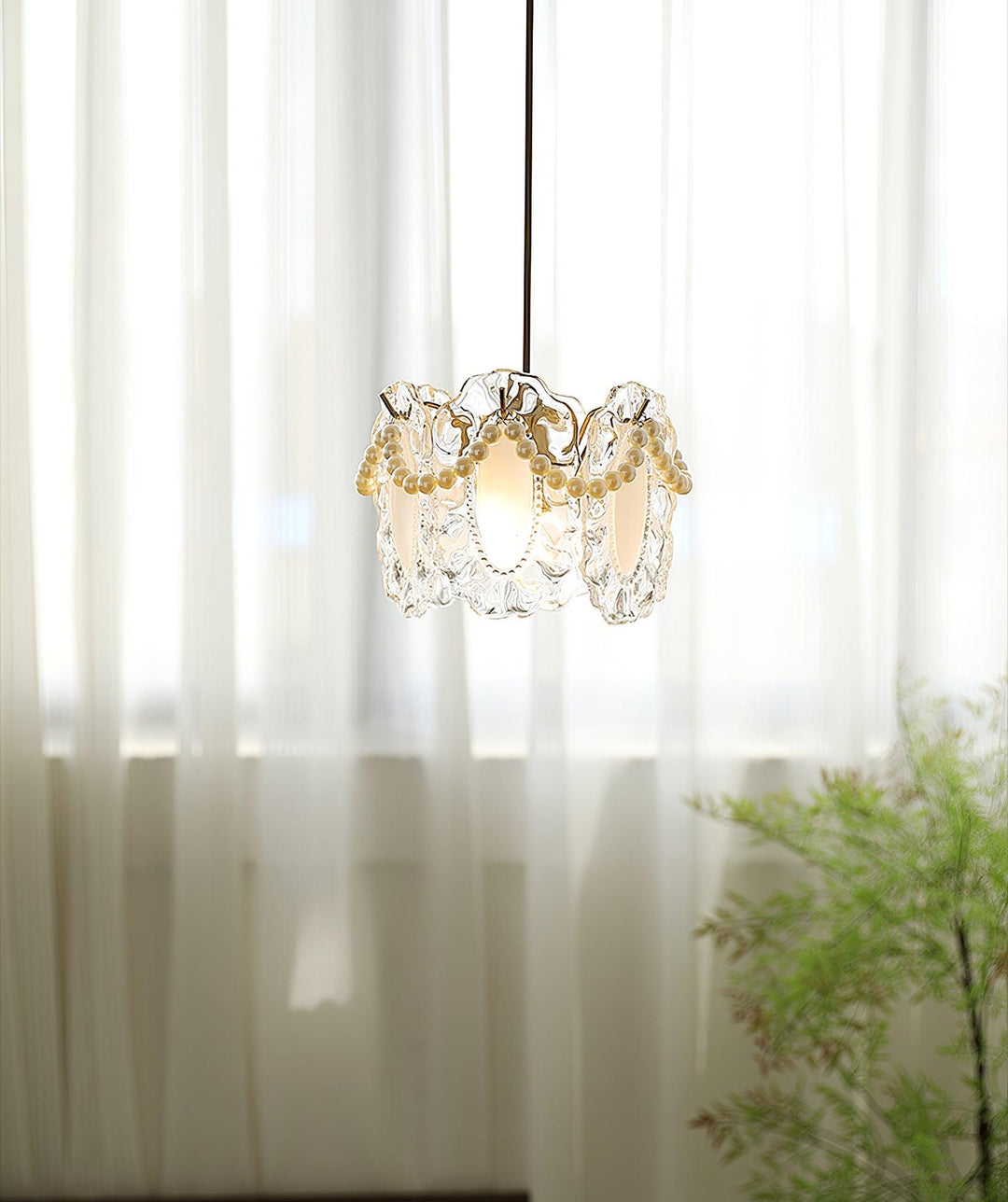 Lampe Suspendue en Verre Floral