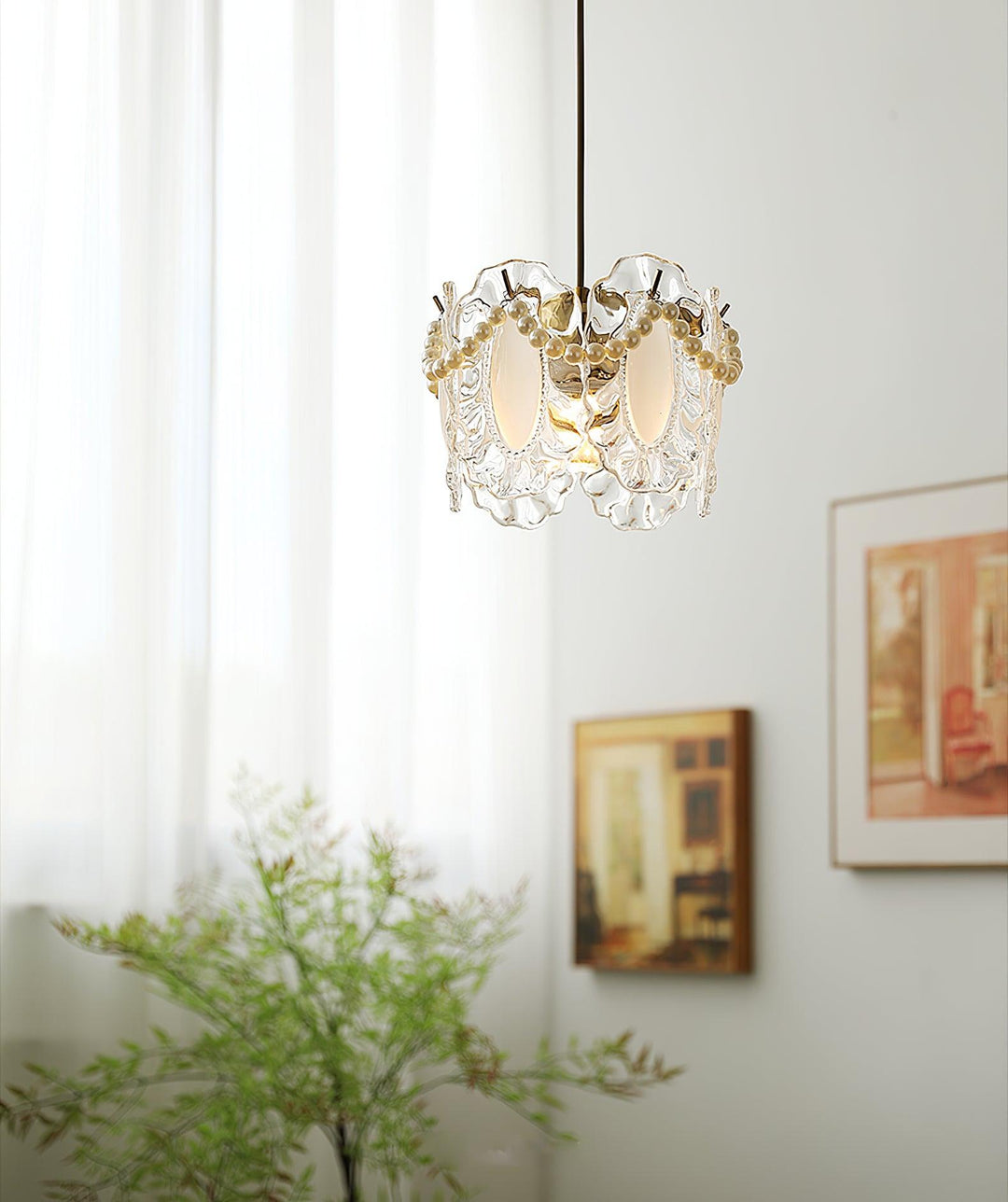 Lampe Suspendue en Verre Floral