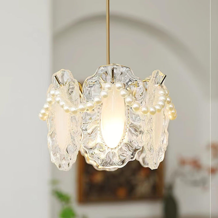 Lampe Suspendue en Verre Floral