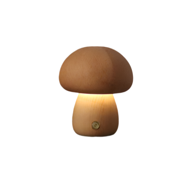 Lampe de Table Champignon en Bois Rechargeable