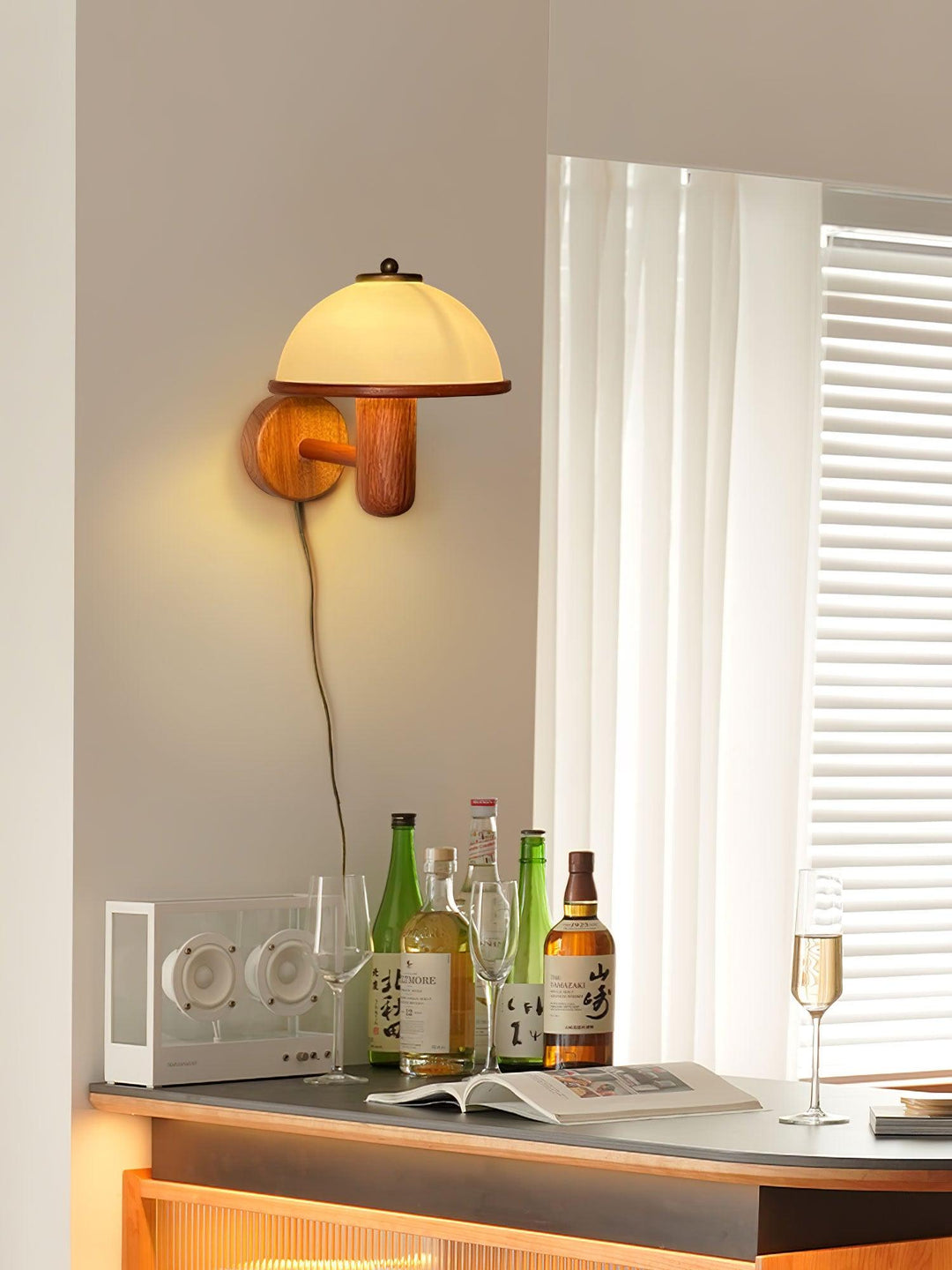 Lampe murale en bois Champignon
