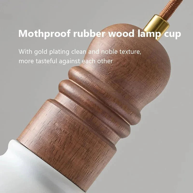 Lampe suspendue en bois massif Crème Wind