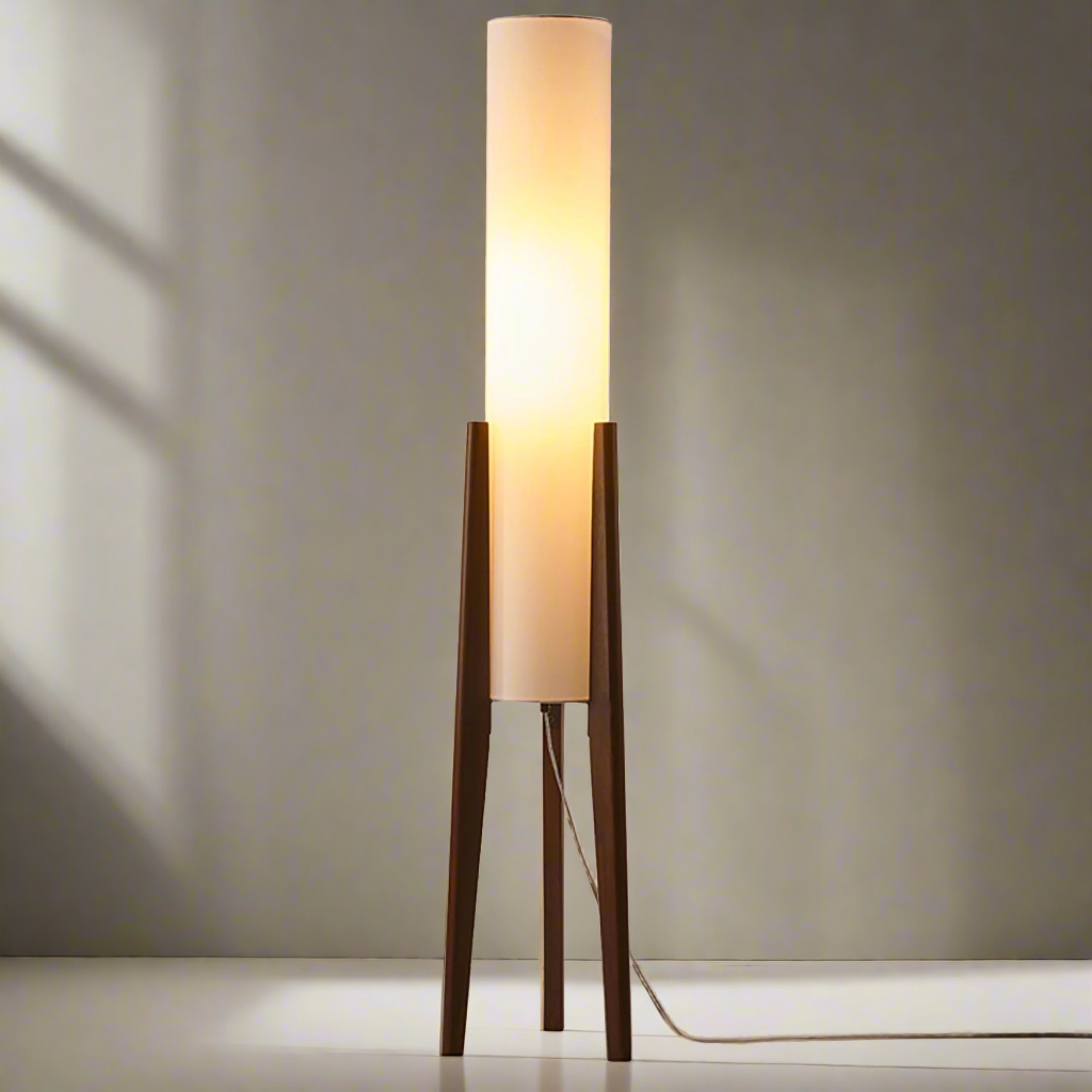 Lampe sur pied en noyer Lampe d'art en bois massif