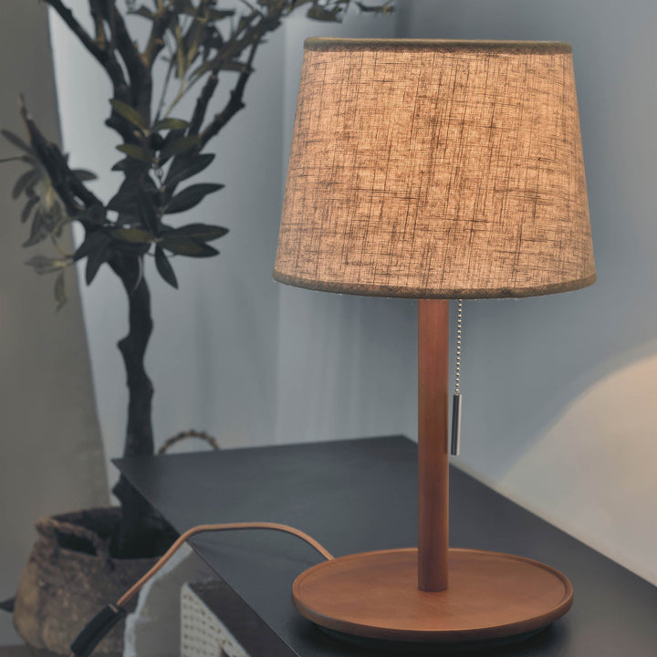 Gentle Glow Lampe en noyer scandinave avec accents en tissu luxueux