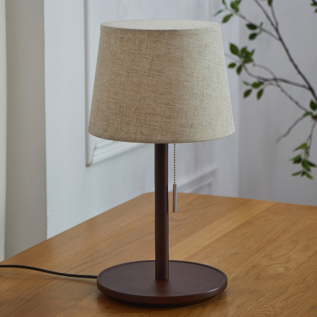 Gentle Glow Lampe en noyer scandinave avec accents en tissu luxueux