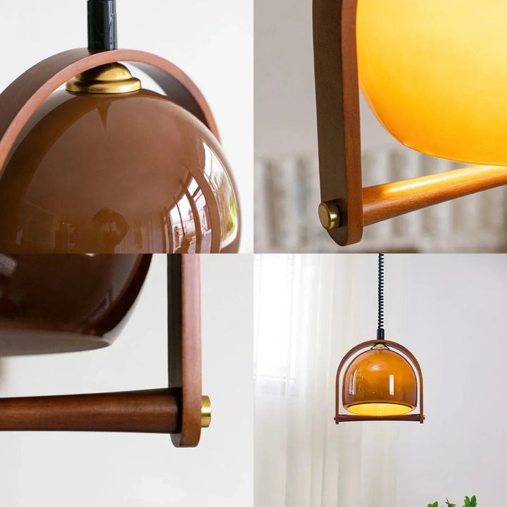 Lampes suspendues en bois Bauhaus vintage