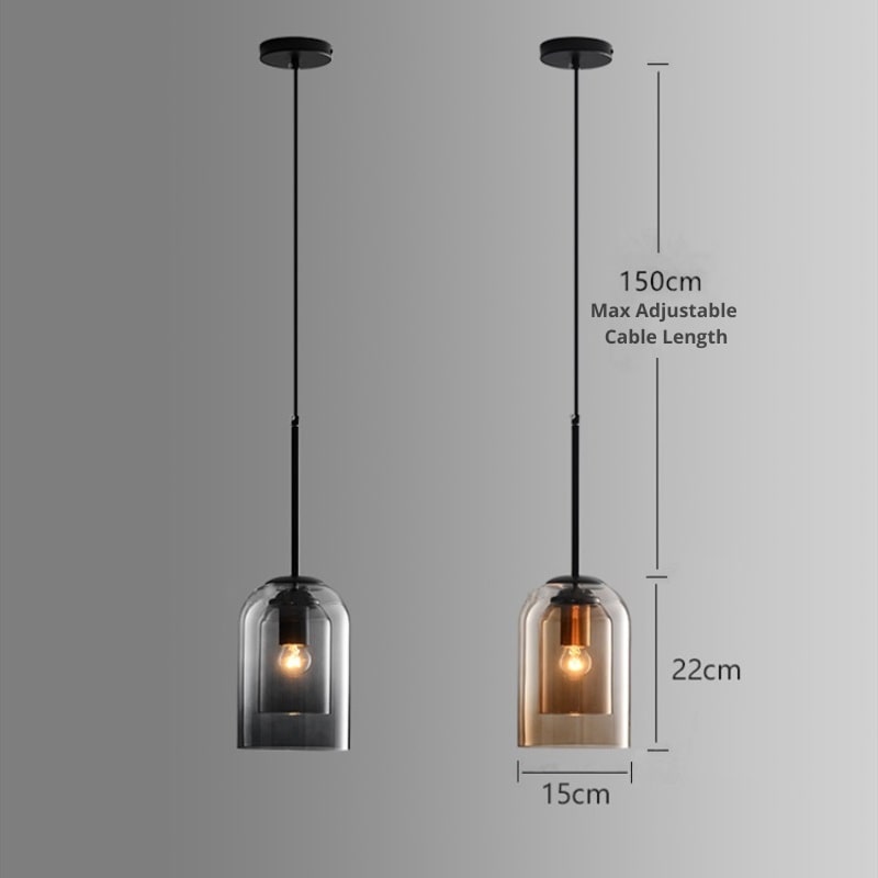 Lampes suspendues Mica Mid-Century avec verre double