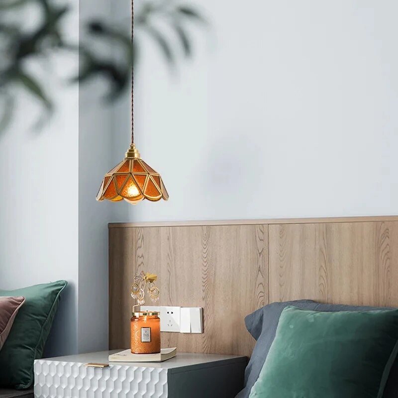 Lampe suspendue en vitrail