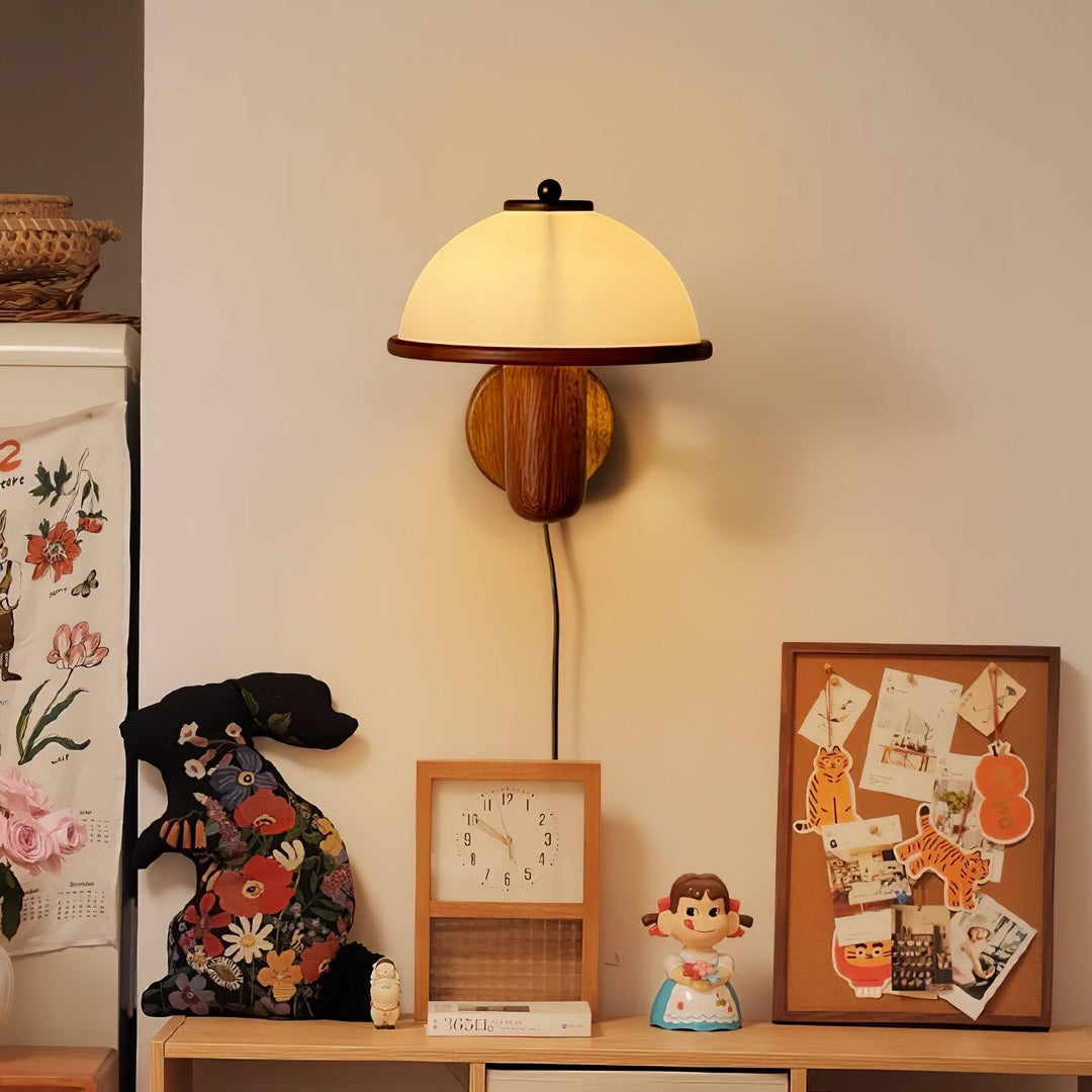 Lampe murale en bois Champignon