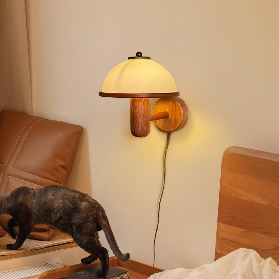 Lampe murale en bois Champignon