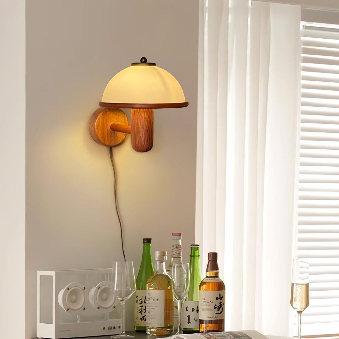 Lampe murale en bois Champignon