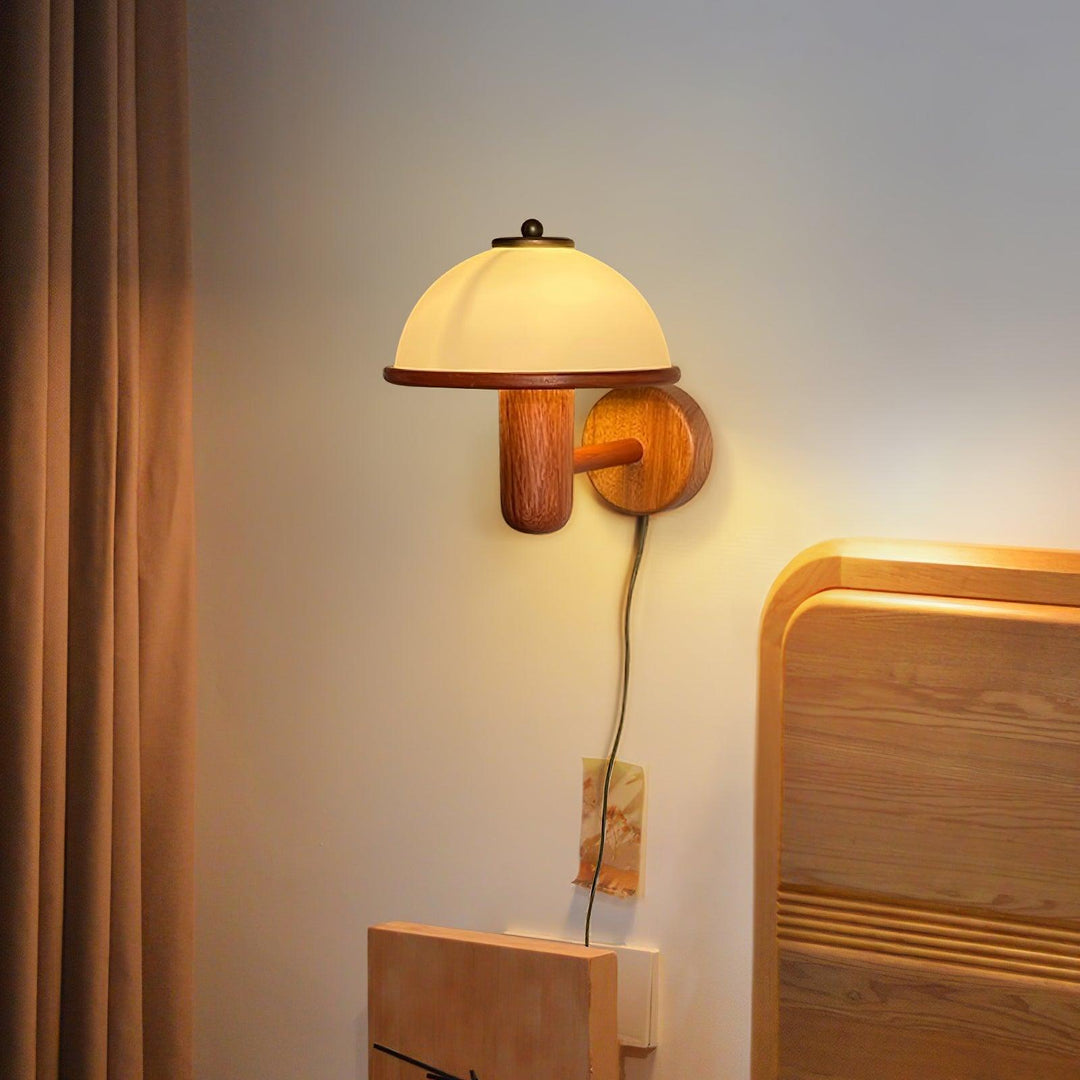 Lampe murale en bois Champignon