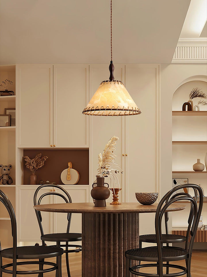 Suspension en bois et tissu