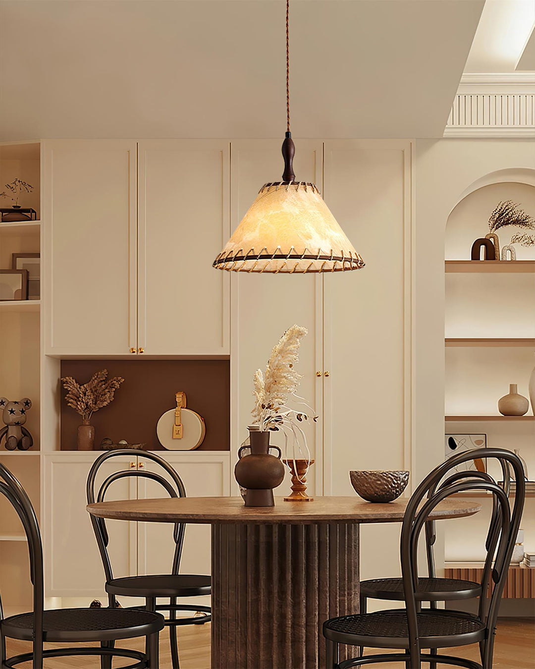 Suspension en bois et tissu