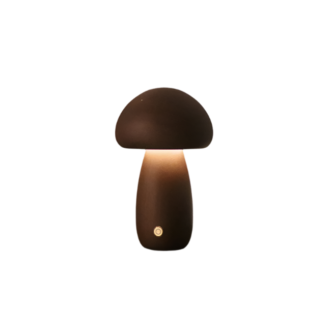 Lampe de Table Champignon en Bois Rechargeable
