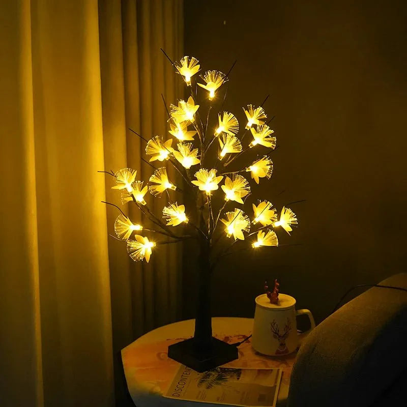 Lumière de l'arbre à fleurs en fibre optique bouleau blanc