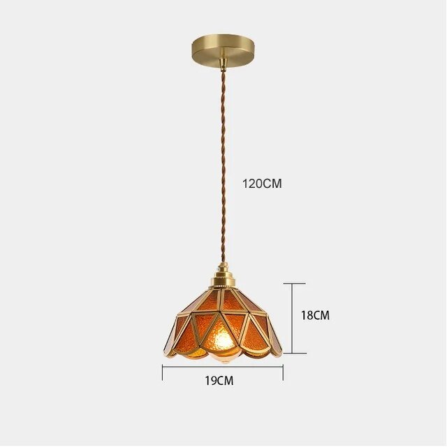 Lampe suspendue en vitrail