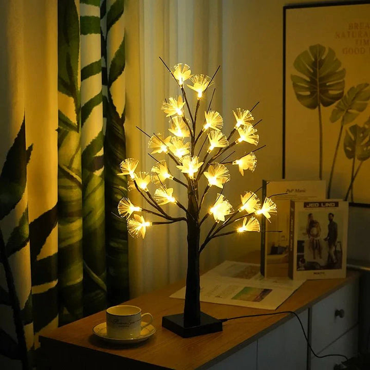 Lumière de l'arbre à fleurs en fibre optique bouleau blanc