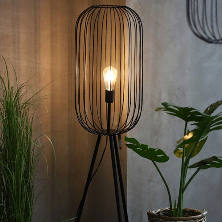 Lampe sur pied à cage rayée