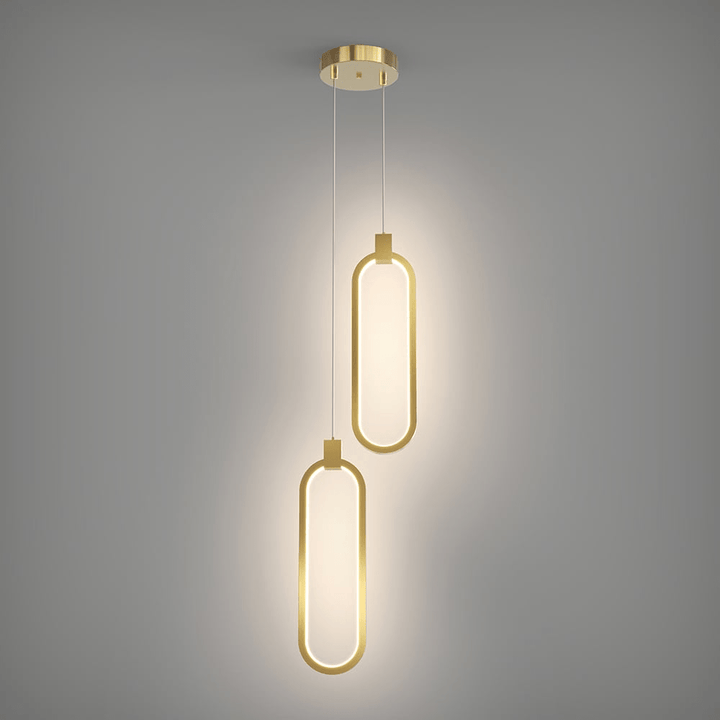 Suspension Circulaire 2-Luminaires en Laiton Doré Charmant