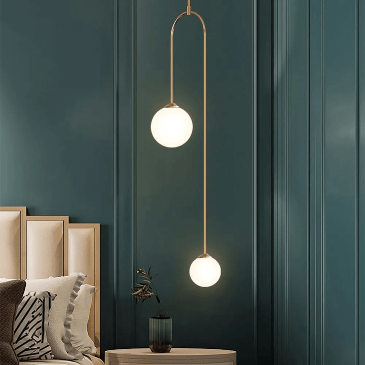 Lampe Suspendue Moderne en Verre à 2 Lumières en Forme de U pour Salon et Chambre