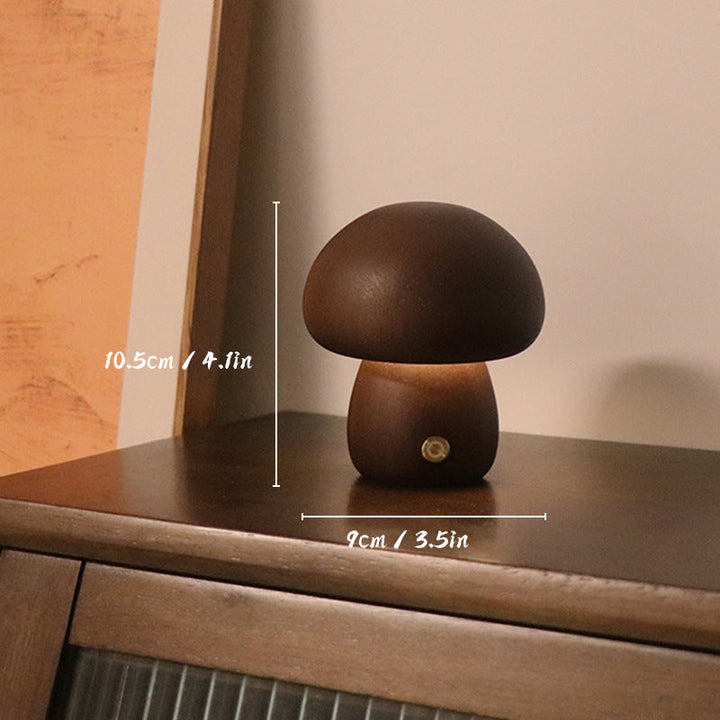 Lampe de Table Champignon en Bois Rechargeable