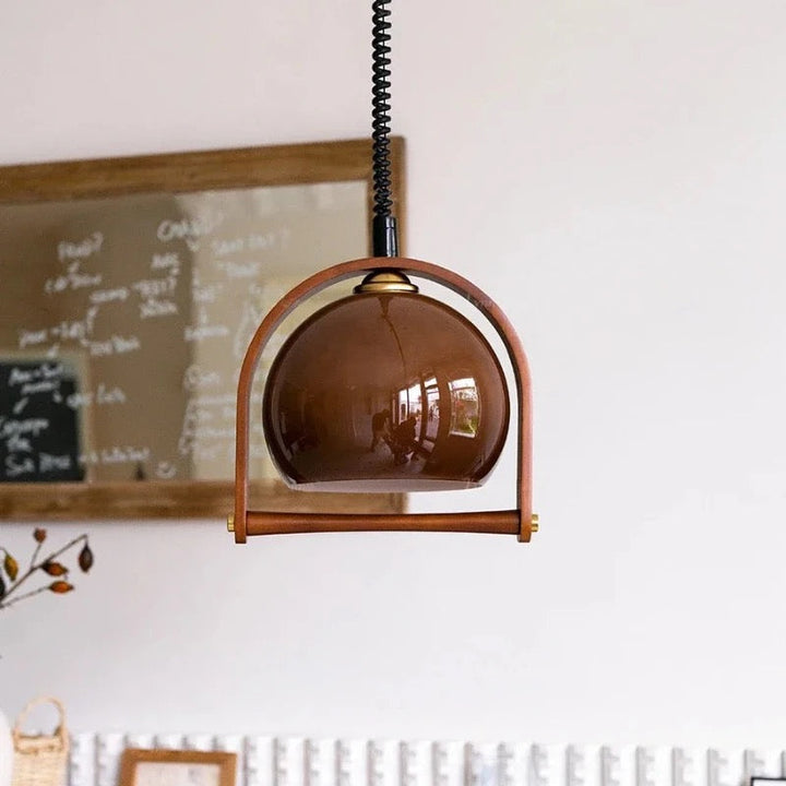 Lampes suspendues en bois Bauhaus vintage