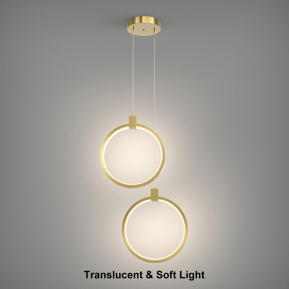 Suspension Circulaire 2-Luminaires en Laiton Doré Charmant