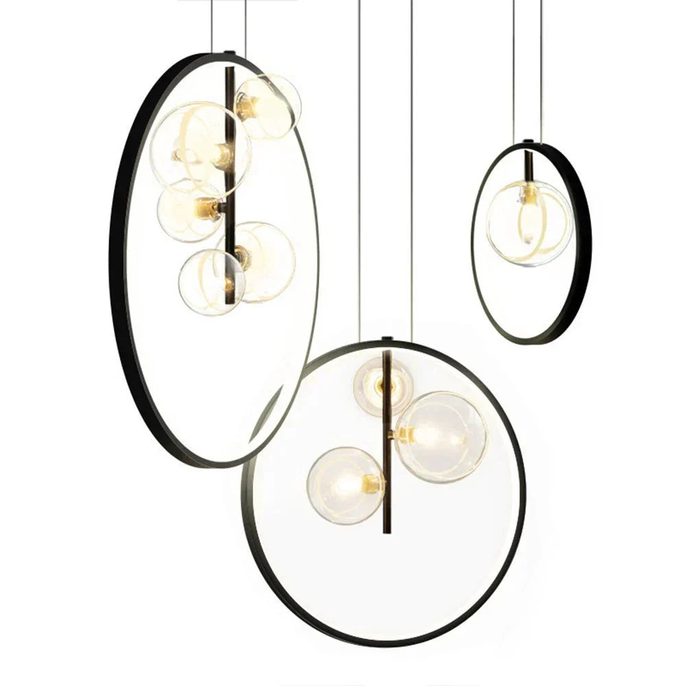 Luminaires suspendus en verre Nordic Bubble avec anneau