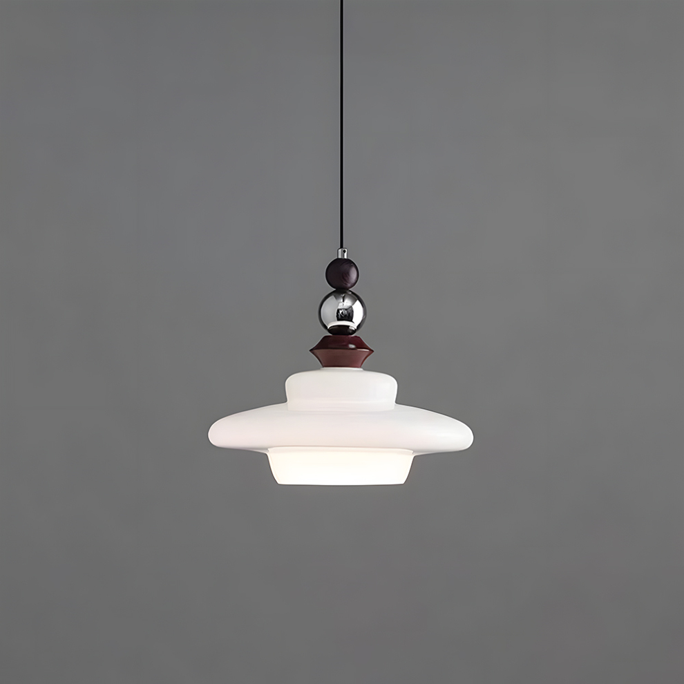 Suspension de salle à manger en verre beige de style médiéval